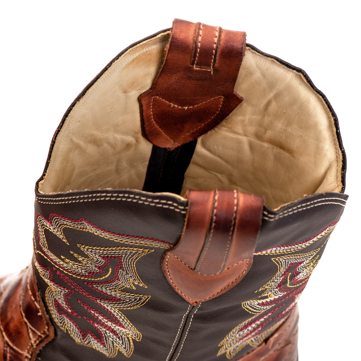 Bota Texana Masculina Escamada Campero Marrom Couro Legítimo Bico Redondo