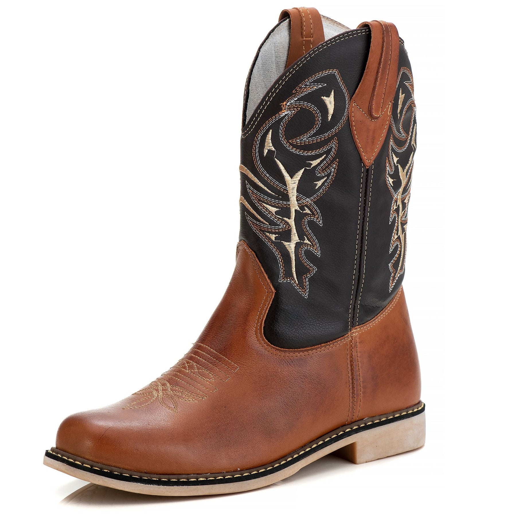Bota Texana Masculina Lisa Marrom Rodeio Cowboy Couro Legítimo Conforto Durável