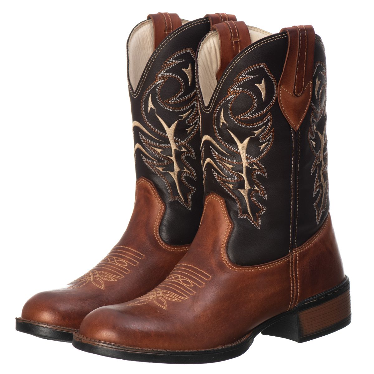 Bota Texana Masculina Campero Couro Legítimo Marrom Rodeio Cowboy Conforto Durabilidade