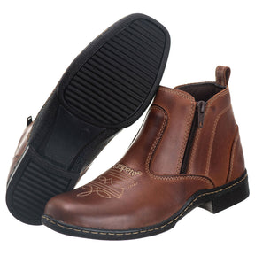 Kit Bota Masculina Couro Legítimo Campero Boné Agronomia Agro Ref 03
