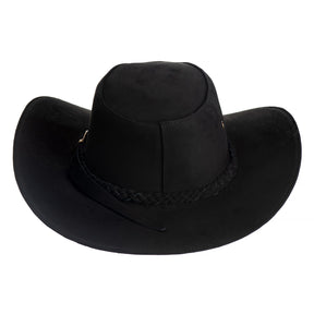 Chapéu Cowboy Americano Country Premium Couro Nobuk Preto, Estilo Autêntico e Versátil